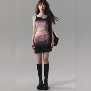 Oakmoo (Urban-Sheek) Romantic Oil Painting Style Suspender Mini Dress